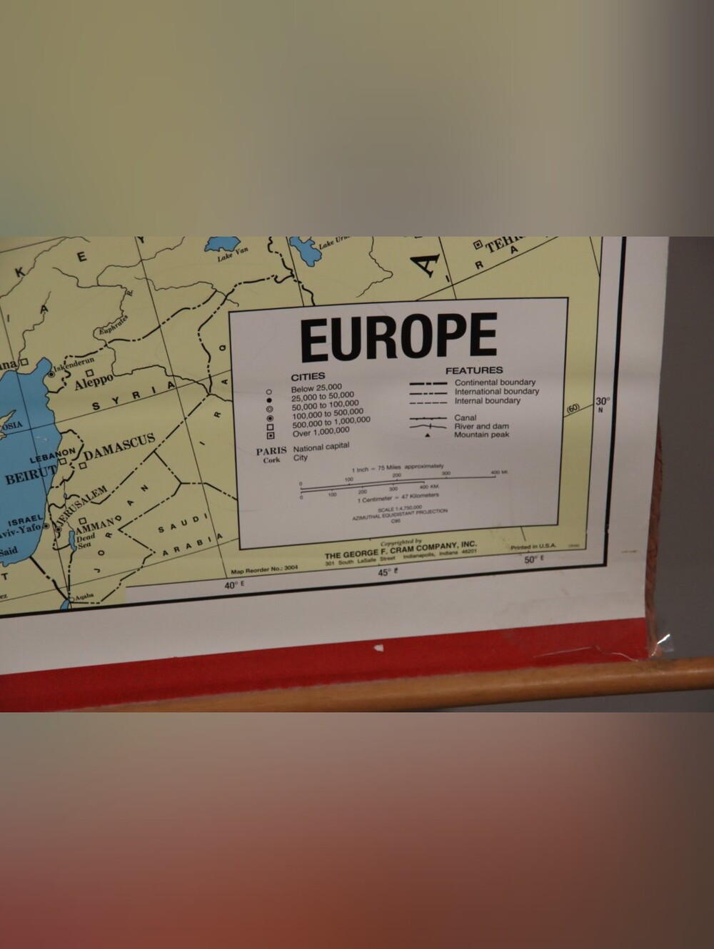 Cram Maps 50"×44" Classroom Roll-up Map Of Europe - Picture 4 of 8